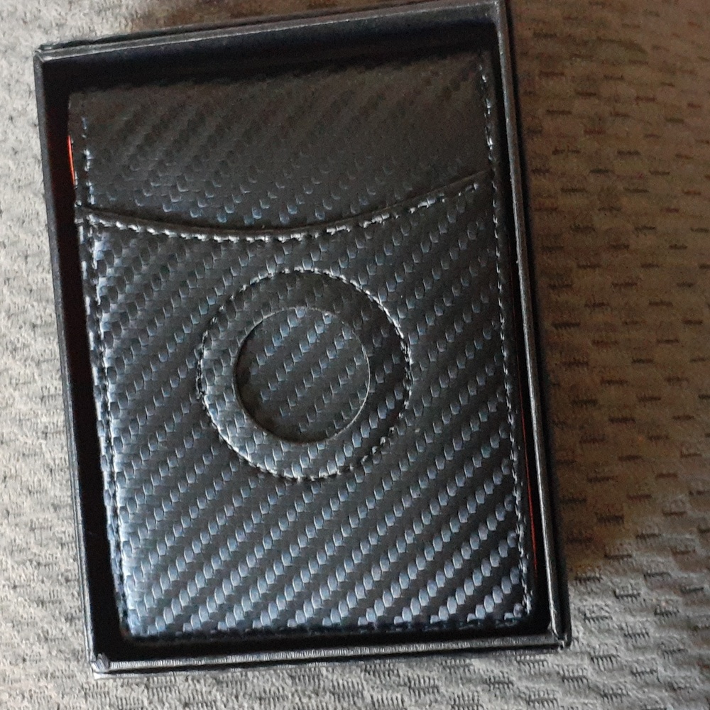 Men's slim wallet bifold black and orange